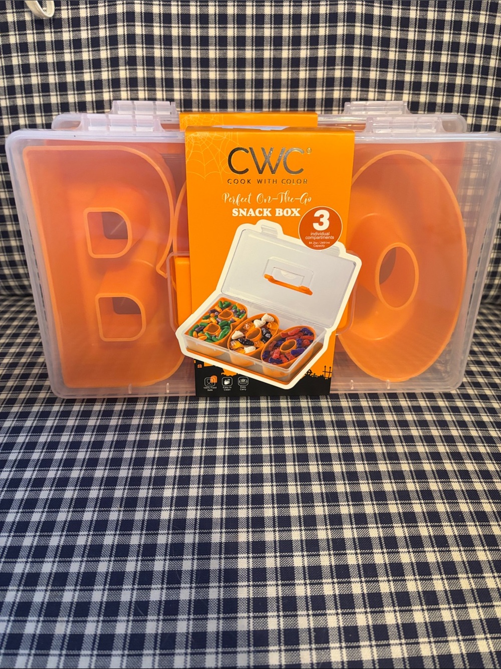CWC Orange BOO 3-Compartment Snack Box - Portable Lunch Organizer